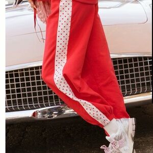 Shop Fancy Heartlined Cuffed Leg SweatPants - Ruby Red